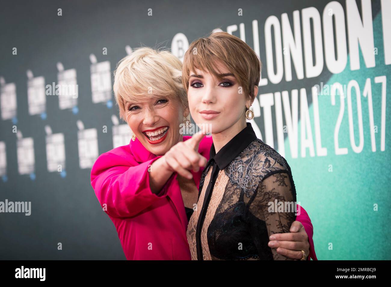 Actress Emma Thompson Left Poses With Her Daughter Gaia Romilly Wise For Photographers Upon 