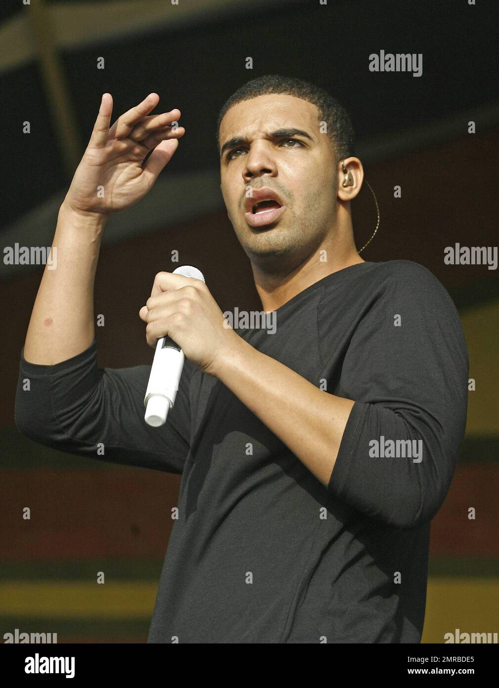 Drake (born Aubrey Drake Graham) performs live during day two of the New Orleans Jazz & Heritage Festival at the Fair Grounds Race Course. New Orleans, LA. 04/24/10. Stock Photo