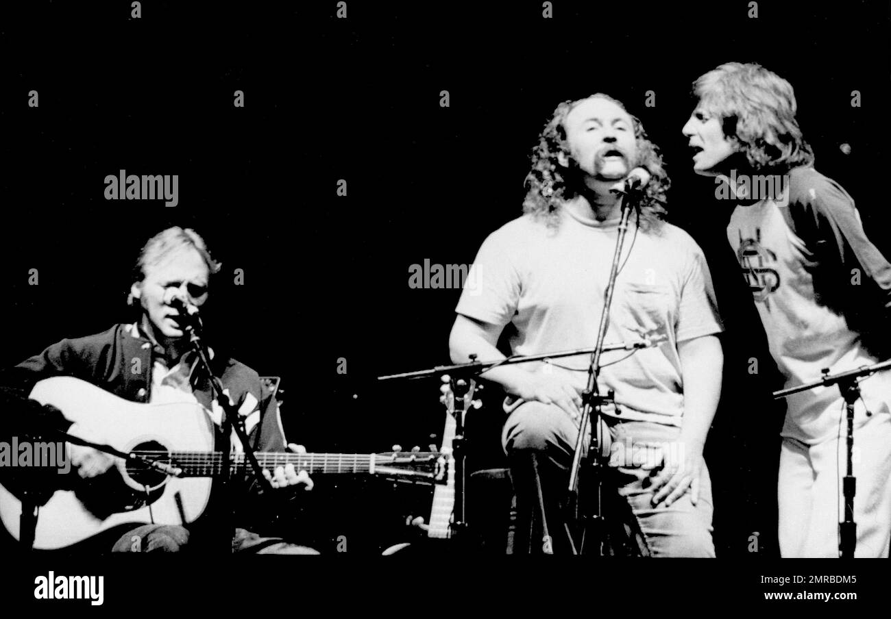 Crosby, Stills and Nash are pictured in performance in an undated photo