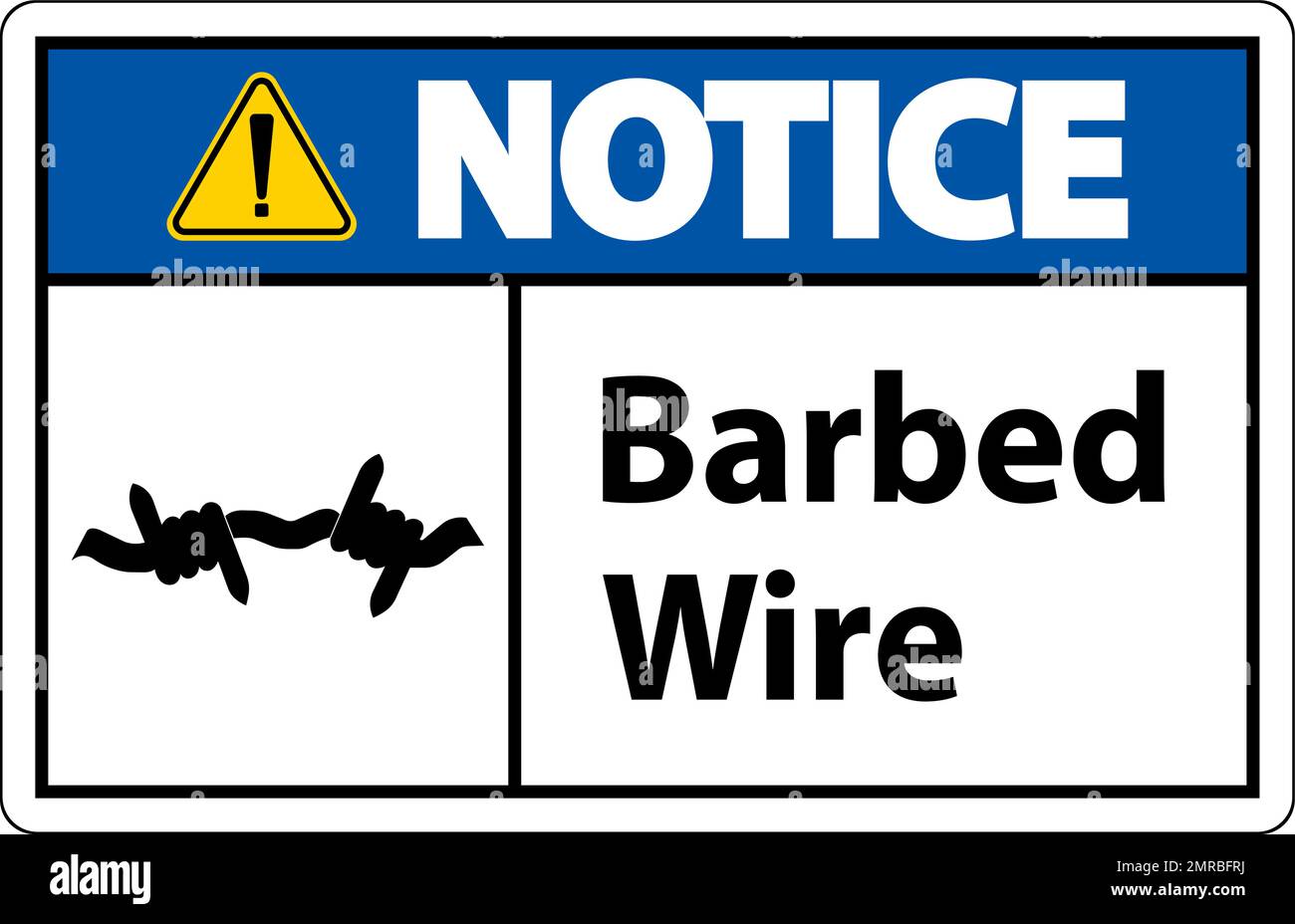 Notice Sign Barbed Wire On White Background Stock Vector
