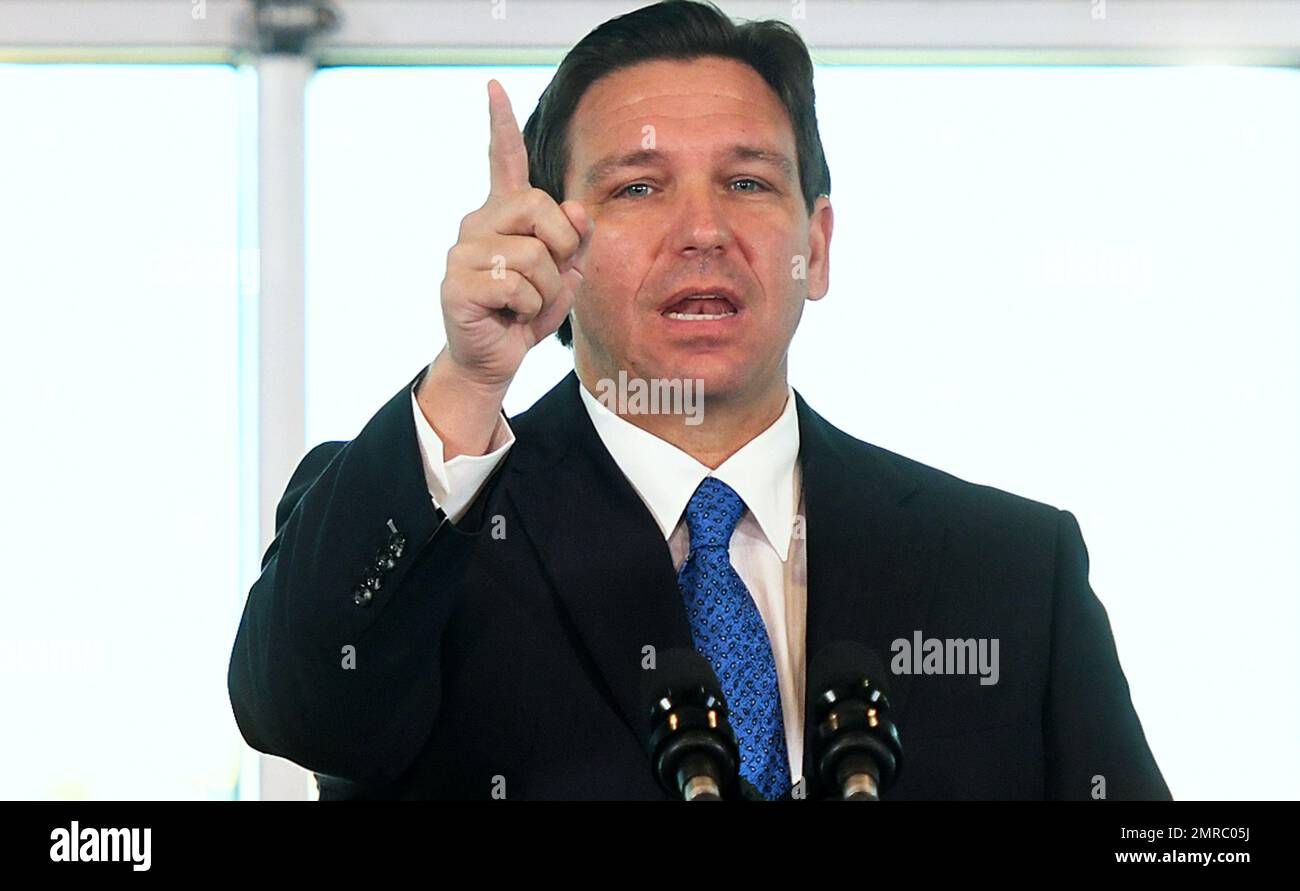 Auburndale, United States. 30th Jan, 2023. Florida Gov. Ron DeSantis listens during a press conference to announce the Moving Florida Forward initiative at the SUNTRAX Test Facility in Auburndale. If passed by Auburndale, United States. 30th Jan, 2023. Florida Gov. Ron DeSantis listens during a press conference to announce the Moving Florida Forward initiative at the SUNTRAX Test Facility in Auburndale. If passed by