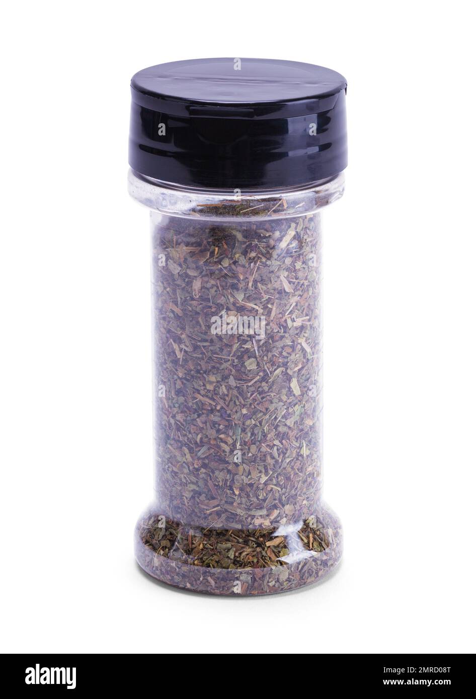 Jar of Basil Spice Cut Out on White. Stock Photo