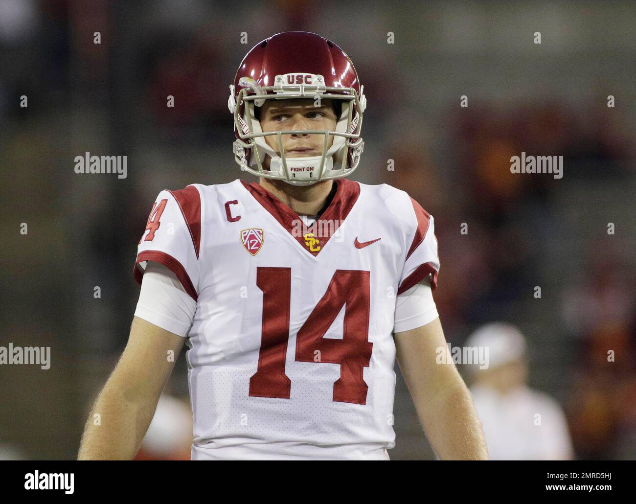 Southern California quarterback Sam Darnold (14) stands on the field