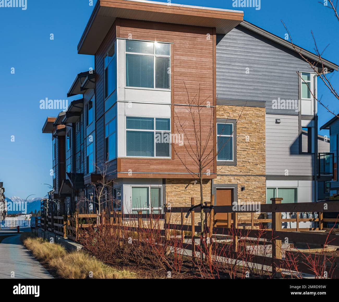 Residential townhouses. Modern apartment buildings in BC Canada. Modern ...
