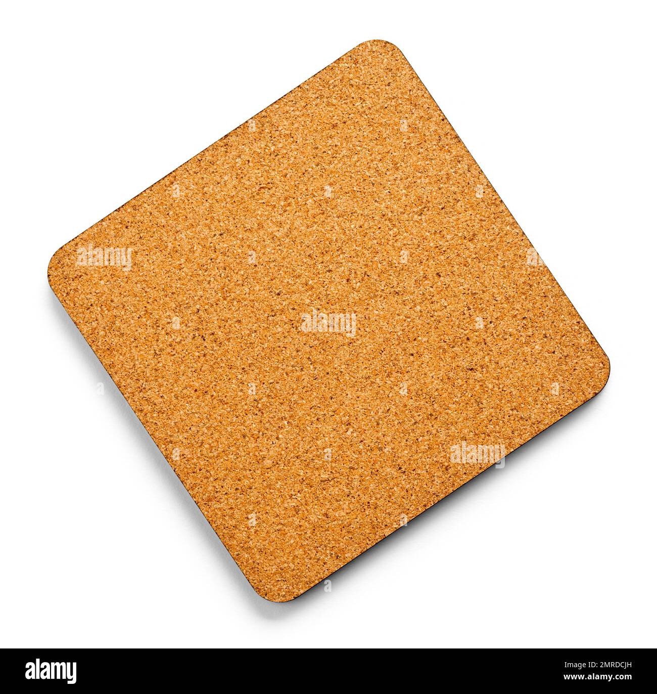 Square Cork Coaster Cut Out on White. Stock Photo