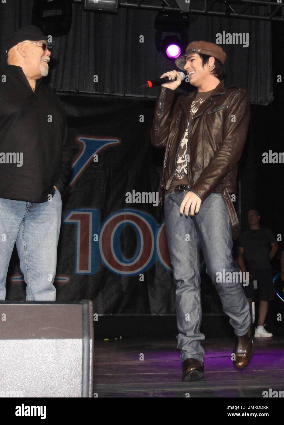 Adam Lambert, an American singer, songwriter and actor who finished as  runner-up on the eighth season of "American Idol," hosts the Y100 Jingle  Ball at BankAtlantic Center in Sunrise, FL. 12/12/09 Stock