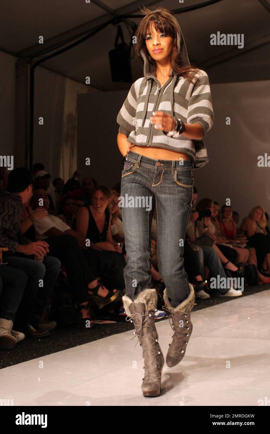 Models wearing Justsweet by Jennifer Lopez (fashion line debut) at the Funkshion Fashion Week Fall/Winter 2007 in Miami Beach, FL 3/23/07 Stock Photo