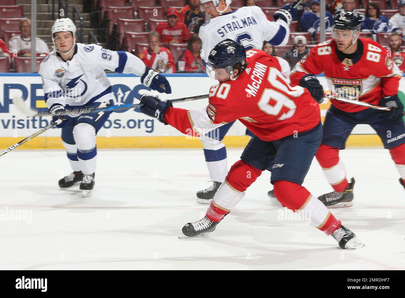 Florida Panthers center Jared McCann (90) shoots the puck and scores