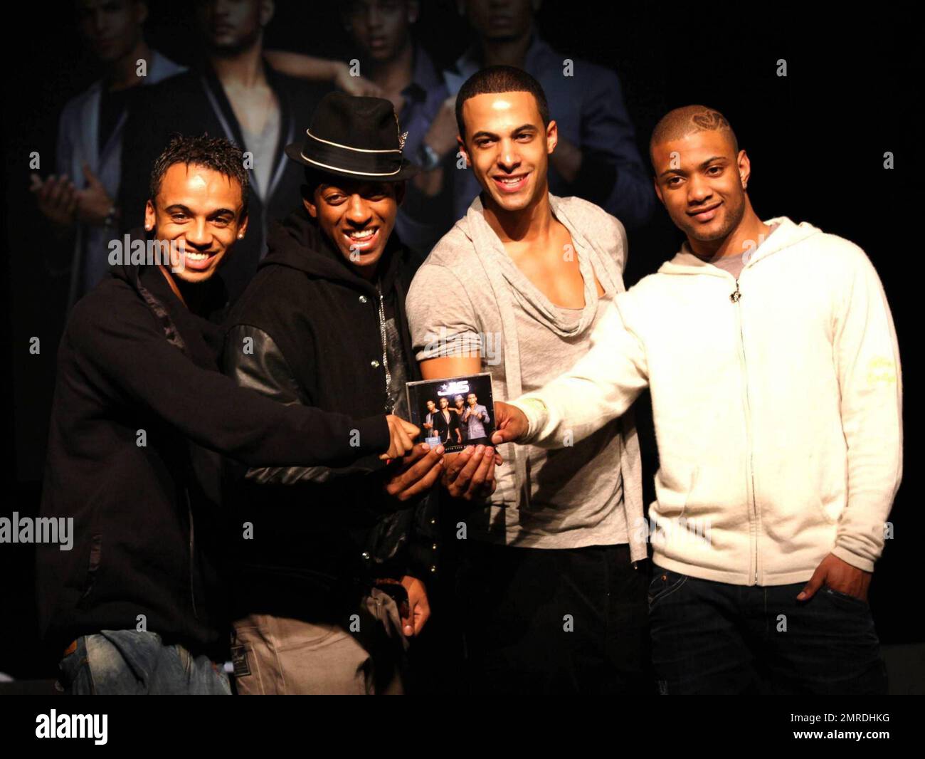 Pop foursome JLS meet fans and sign copies of their new album 'Outta This World' at Heaven. The UK boy band, whose initials stand for 'Jack the Lad Swing,' was a runner up in the fifth series of 'X Factor' in 2008. London, UK. 11/22/10. Stock Photo