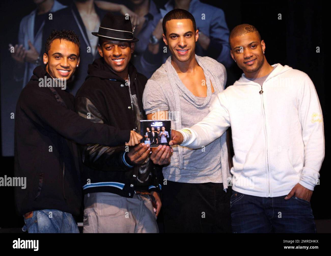 Pop foursome JLS meet fans and sign copies of their new album 'Outta This World' at Heaven. The UK boy band, whose initials stand for 'Jack the Lad Swing,' was a runner up in the fifth series of 'X Factor' in 2008. London, UK. 11/22/10. Stock Photo