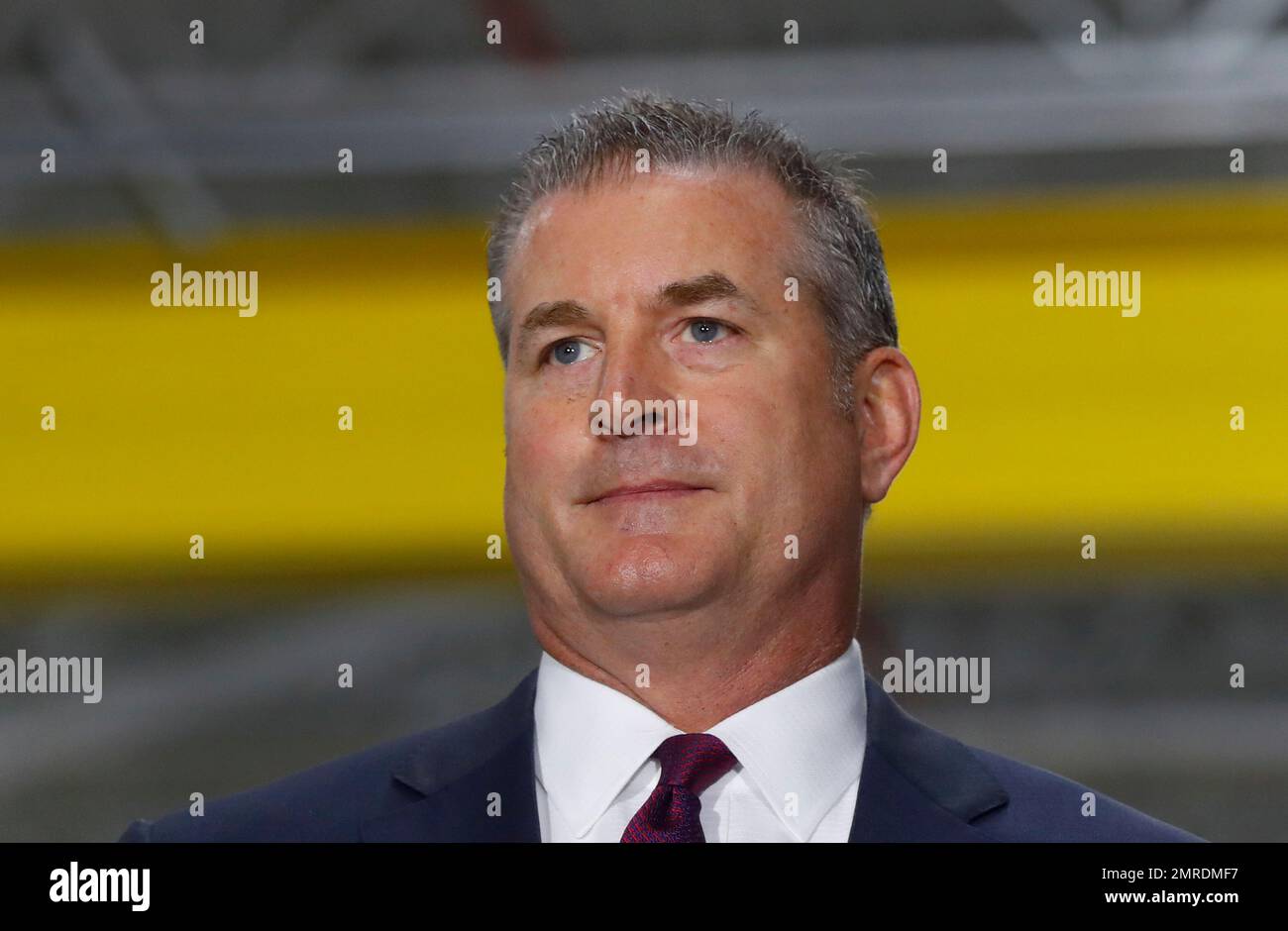 David Dauch, CEO, American Axle & Manufacturing speaks prior to Vice President Mike Pence in