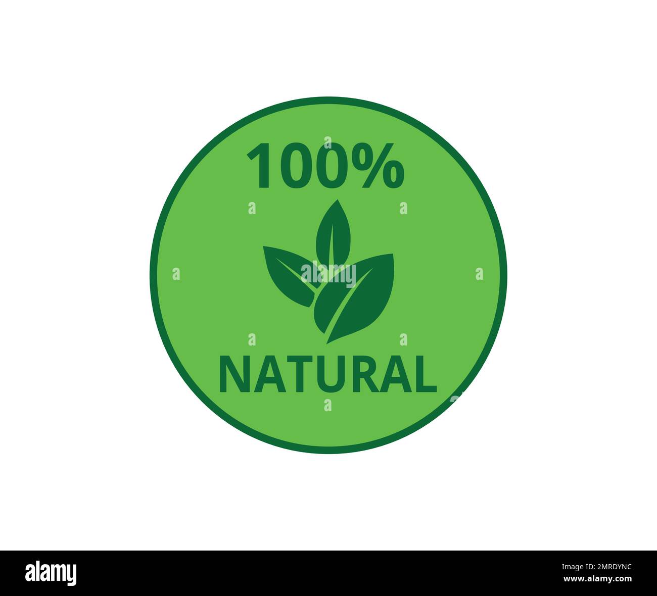 Isolated natural one hundred percent symbol. Concept of packaging and regulations. Stock Vector