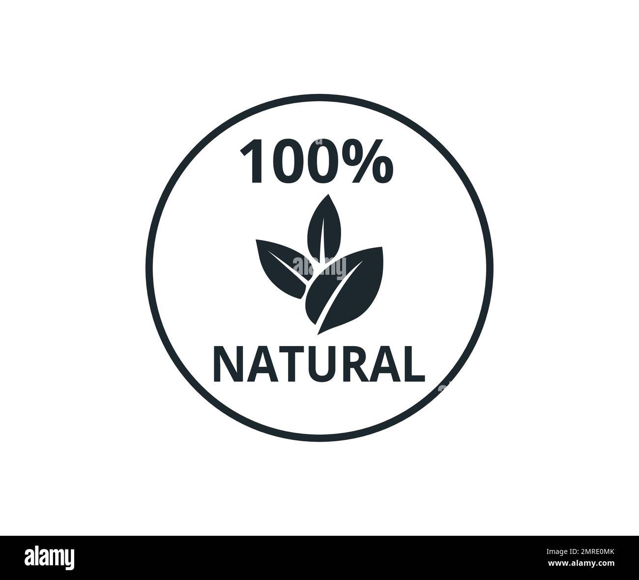 Isolated natural one hundred percent symbol. Concept of packaging and regulations. Stock Vector