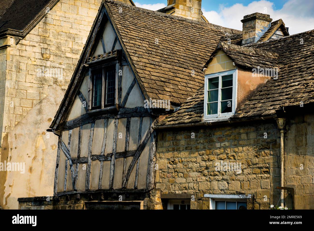 Timber framed and Cotswold stone houses in the authentic old world