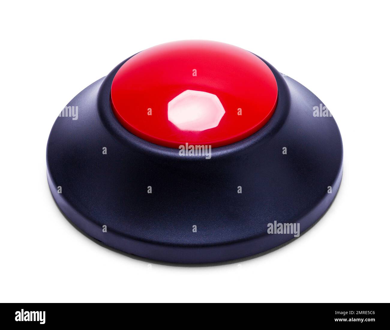 Red Push Button Cut Out on White. Stock Photo