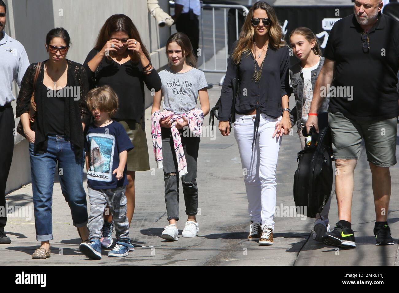 Juanes and his family arrive at Jimmy Kimmel Live where he will be performing. Los Angeles, CA. 27th July 2015 Stock Photo - Alamy
