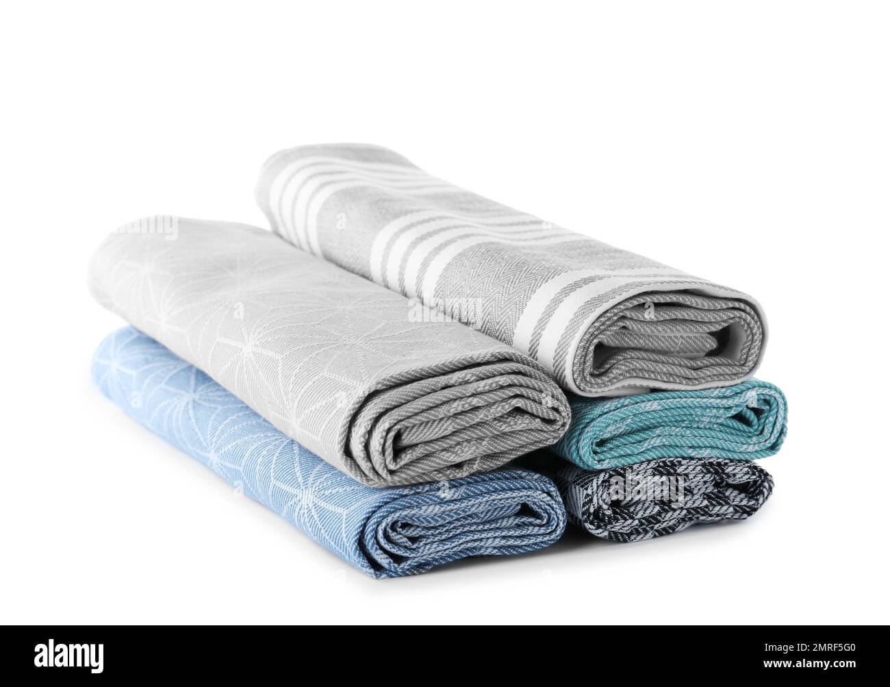 Rolled clean kitchen towels isolated on white Stock Photo Alamy