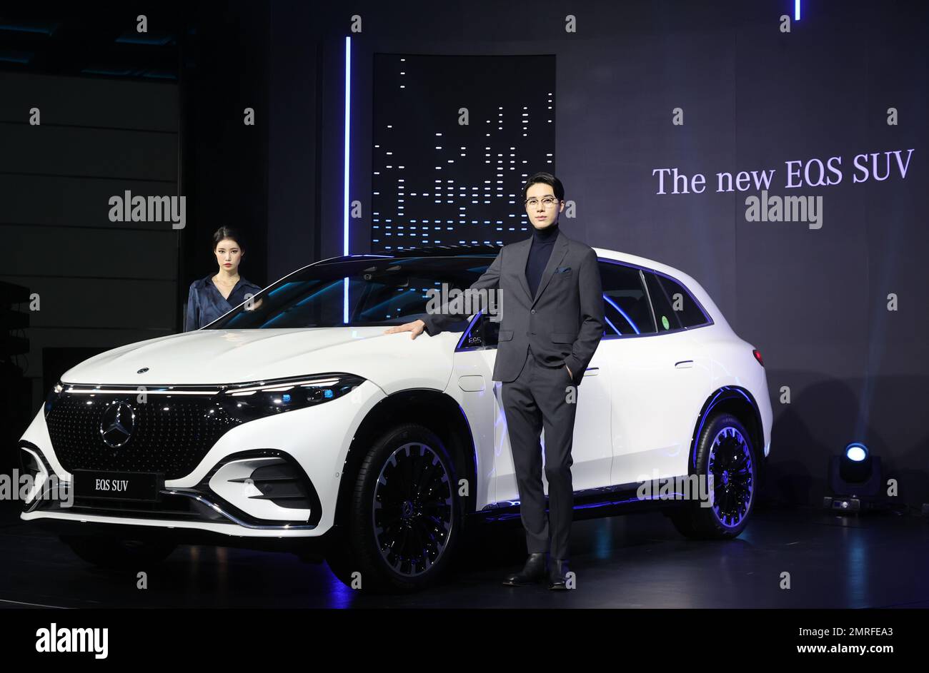 01st Feb, 2023. Mercedes-Benz releases luxury electric SUV Models show off  the Mercedes-Benz's new EQS SUV during its showcase in Seoul on Feb. 1, 2023.  Credit: Yonhap/Newcom/Alamy Live News Stock Photo -