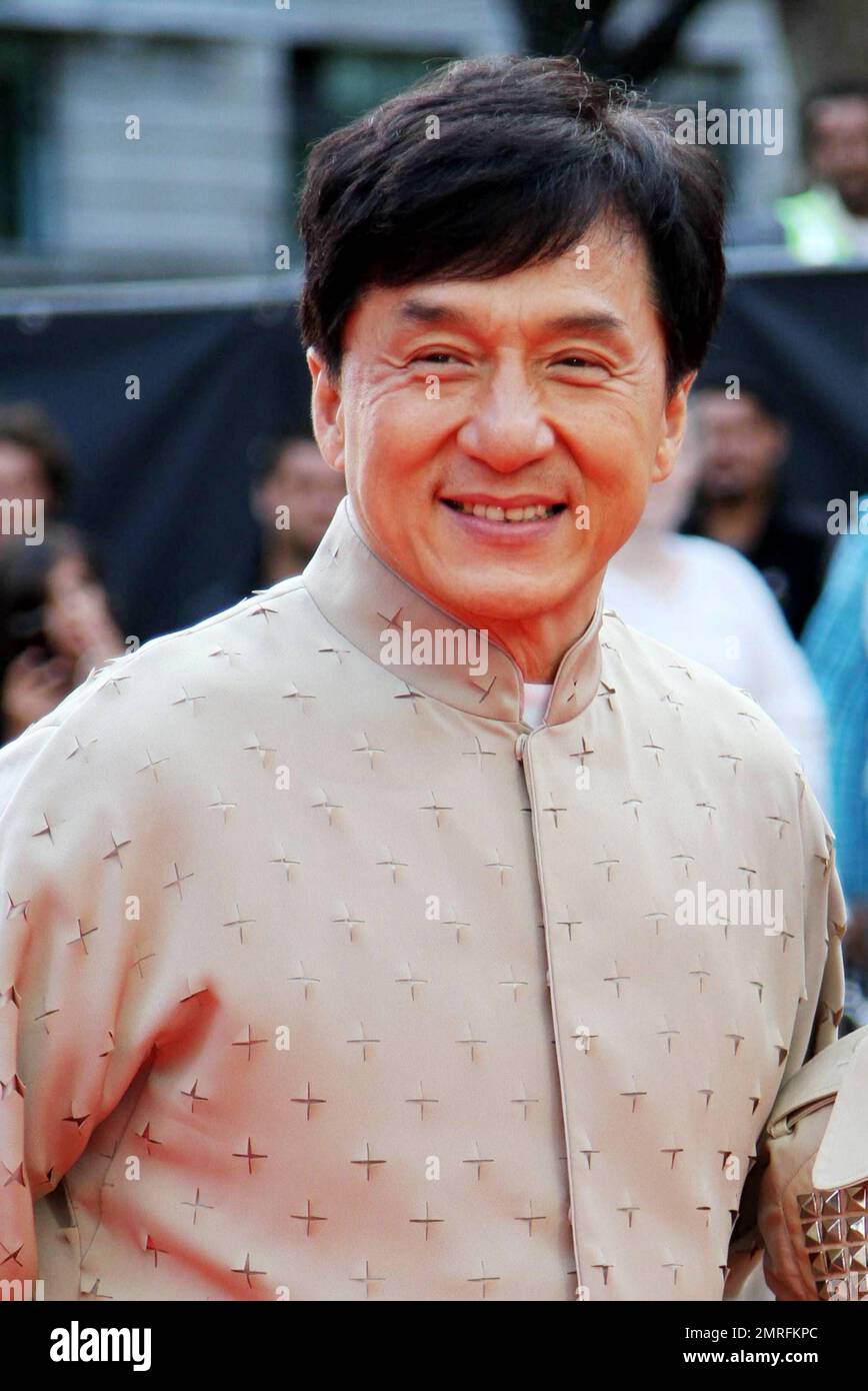 Jackie Chan arrives for the UK premiere of The Karate Kid held at Odeon  Leicester Square. Young and fashionable Jaden Smith, the star of the  remake, seemed to have fun infront of