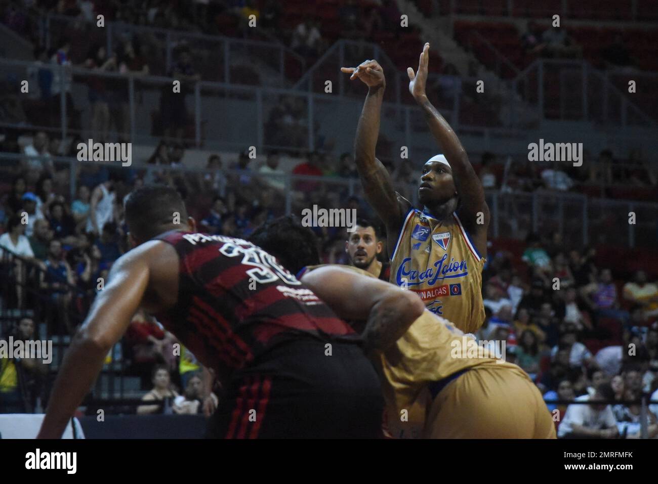 Fortaleza, Brazil. 31/01/2023, Action during the Novo Basquete Brasil NBB  basketball game between Fortaleza Basquete Cearense v Flamengo at the Centro  de Formacao Olimpica, Fortaleza, Brazil. (/SPP) Credit: SPP Sport Press  Photo. /