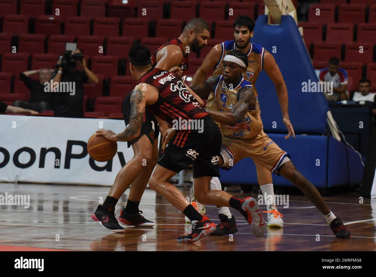 Fortaleza, Brazil. 31/01/2023, Action during the Novo Basquete Brasil NBB  basketball game between Fortaleza Basquete Cearense v Flamengo at the Centro  de Formacao Olimpica, Fortaleza, Brazil. (/SPP) Credit: SPP Sport Press  Photo. /