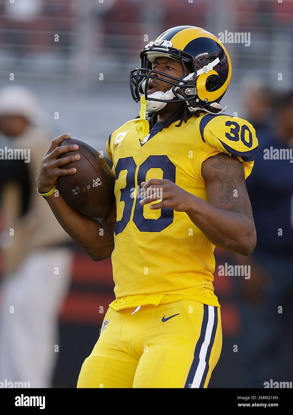 Los Angeles Rams Running Back Todd Gurley (30) Warms Up Before An NFL ...