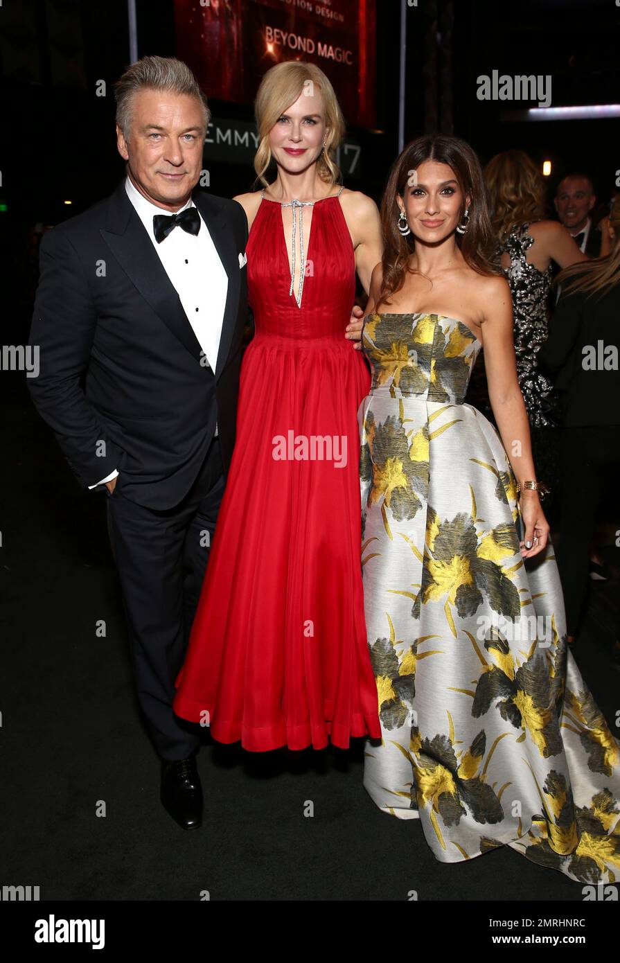 Alec Baldwin, from left, Nicole Kidman, and Hilaria Baldwin pose in the