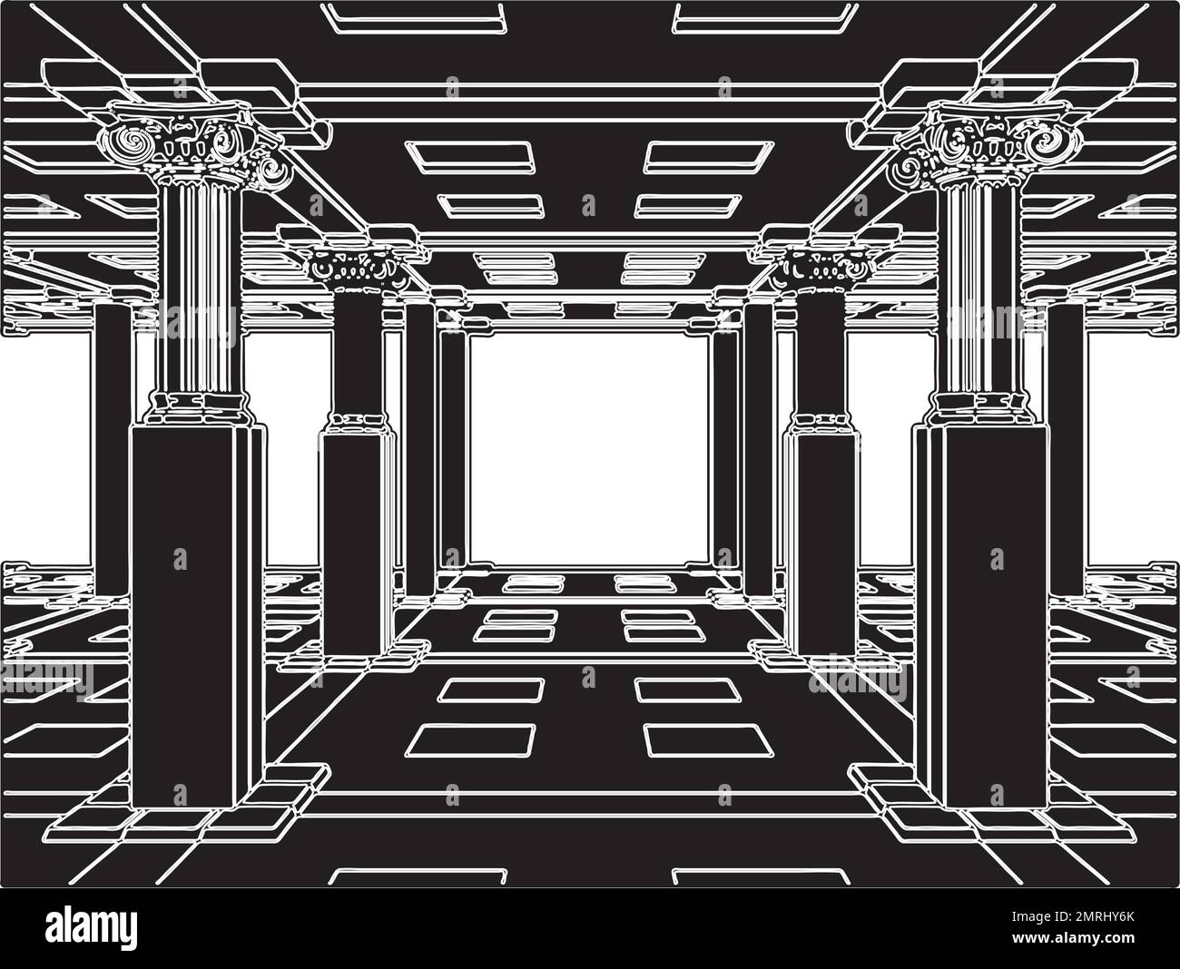 Interior With Antique Columns Vector Stock Vector