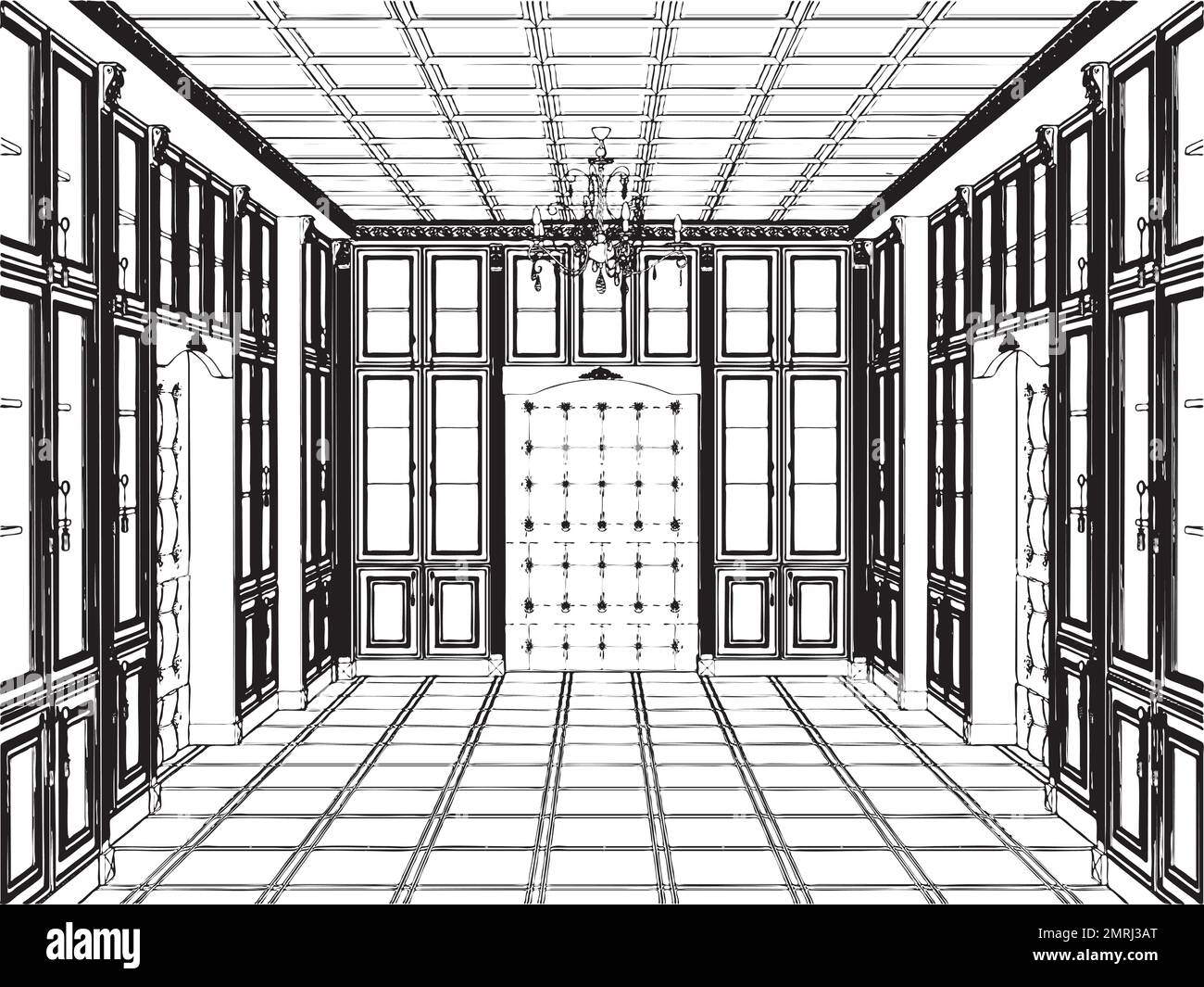Antique Bookcase Room Vecto Stock Vector Image & Art Alamy