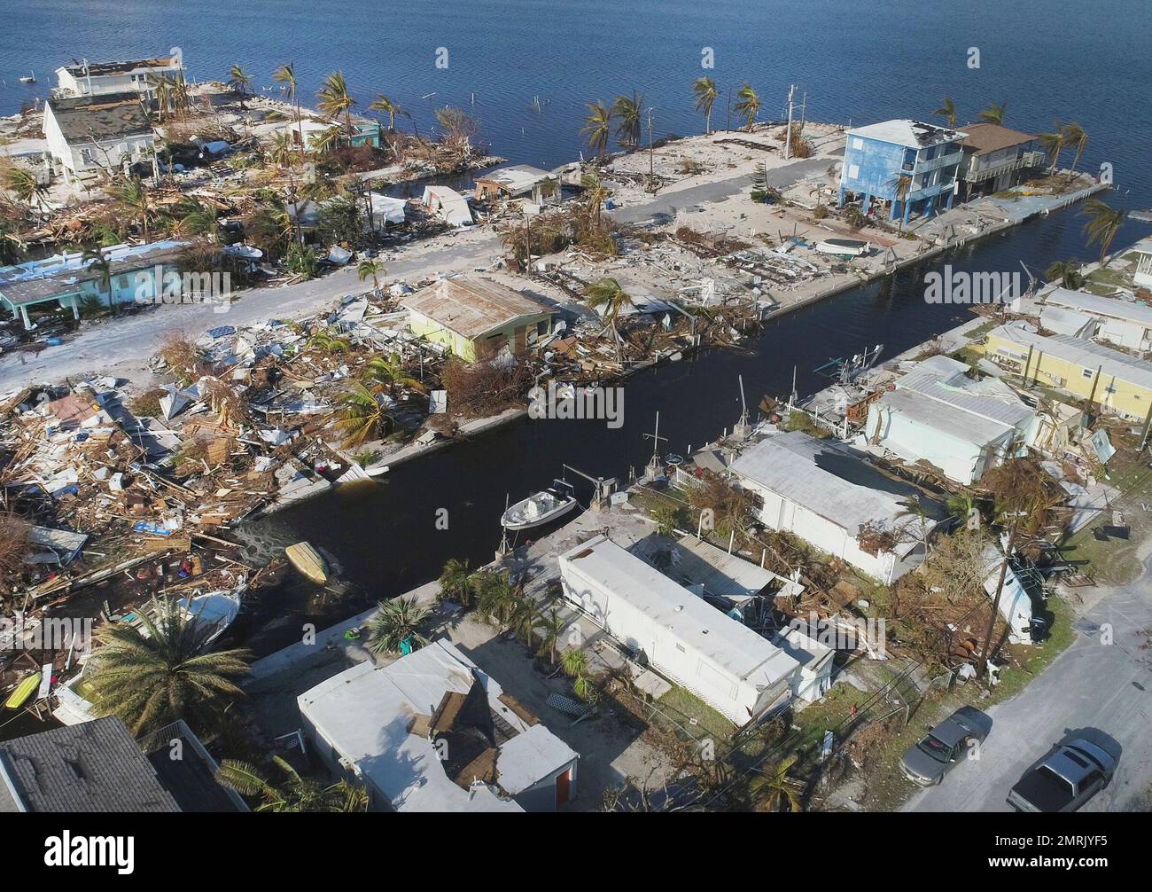 This aerial image of Big Pine Key, Florida, shows the destructive path