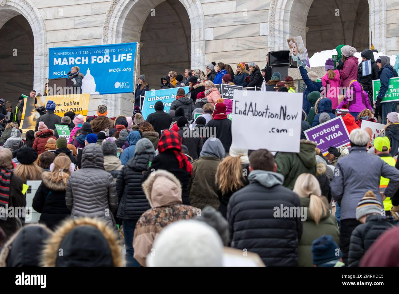 St. Paul, Minnesota. Annual Pro life abortion rally.  The 2023 MCCL March for Life takes an opportunity to tell elected officials that unborn children Stock Photo