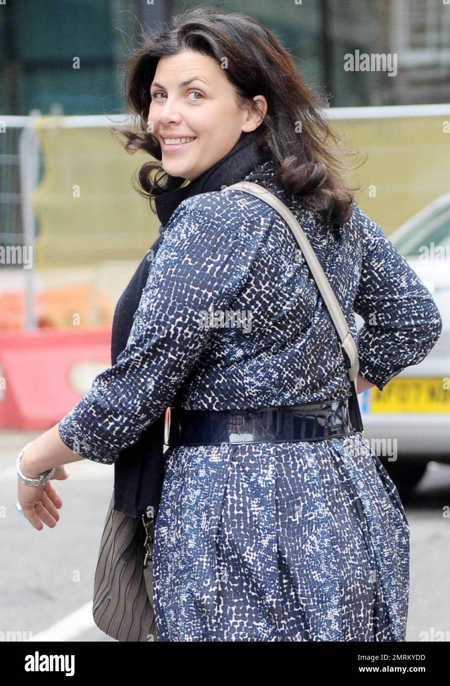 British TV presenter Kirstie Allsopp appears happy as she leaves BBC Radio studios a week after Lord Alan Sugar, British entrepreneur and star of the reality TV program "The Apprentice", called her a 'lying cow' on Twitter. London, UK. 10/28/10. Stock Photo