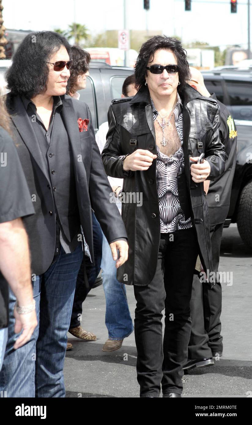 Paul Stanley poses with Hello Kitty at the KISS by Monster Mini