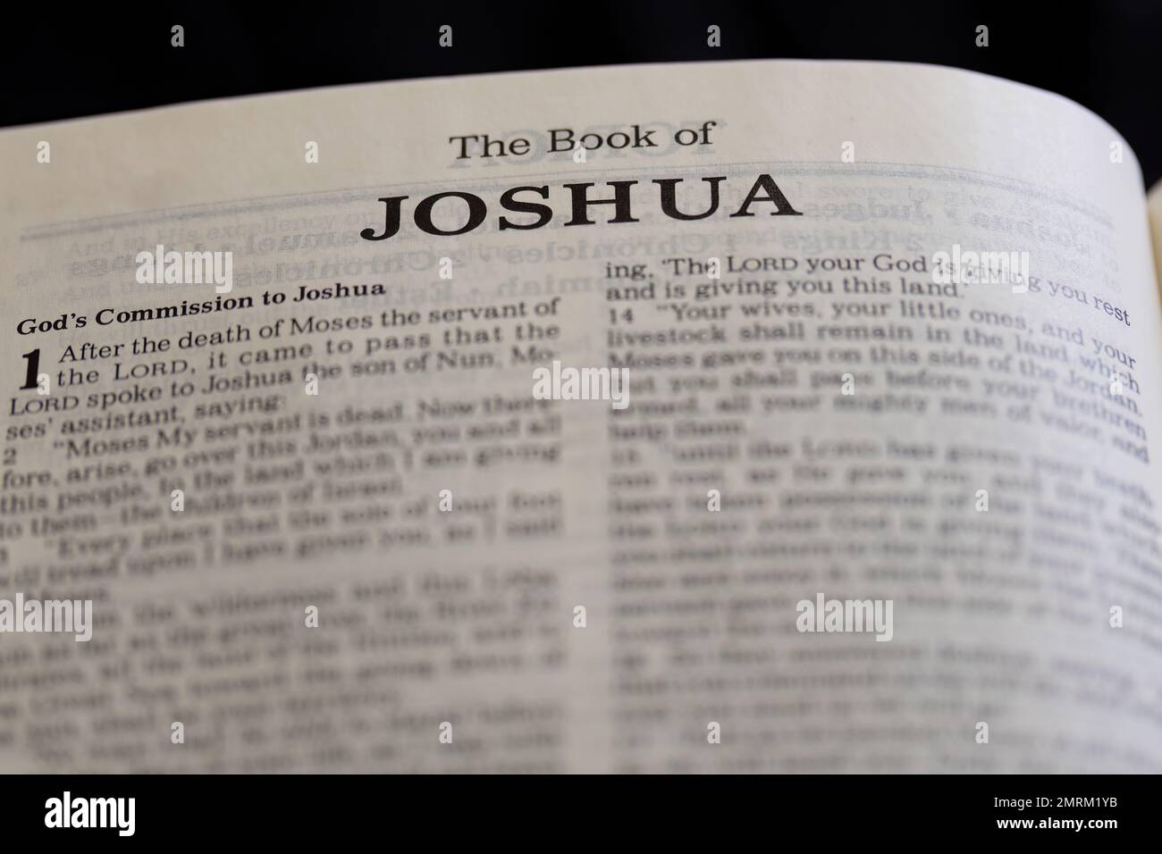 A closeup of 'The Book of Joshua' in Holy Bible Stock Photo