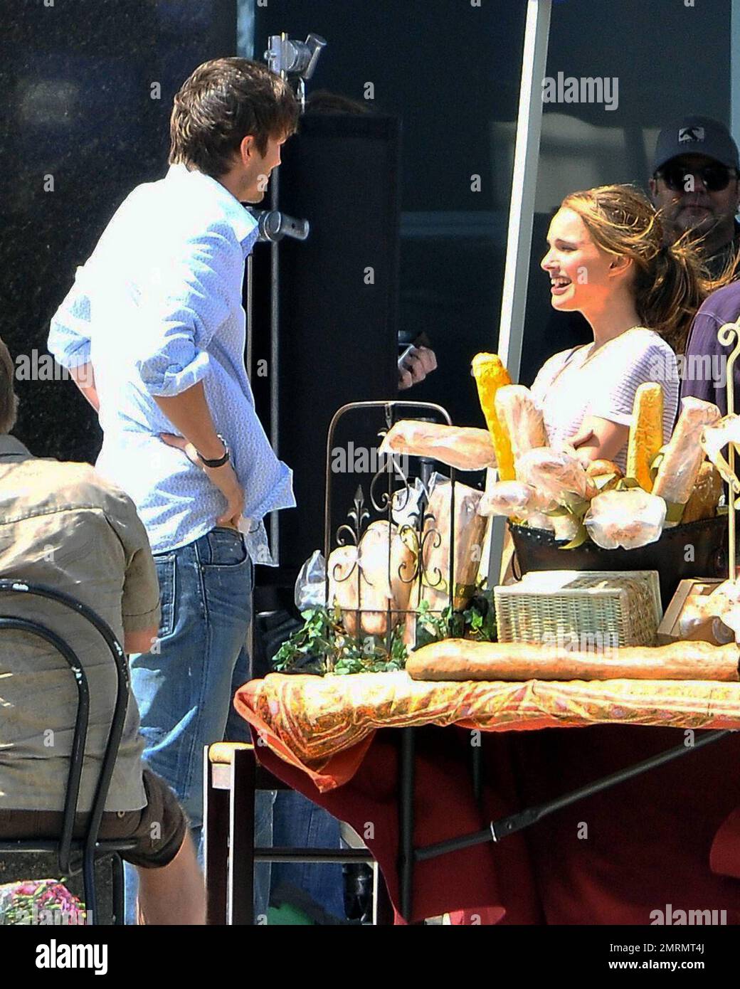 Ashton Kutcher and Natalie Portman film scenes on the set of a new Ivan