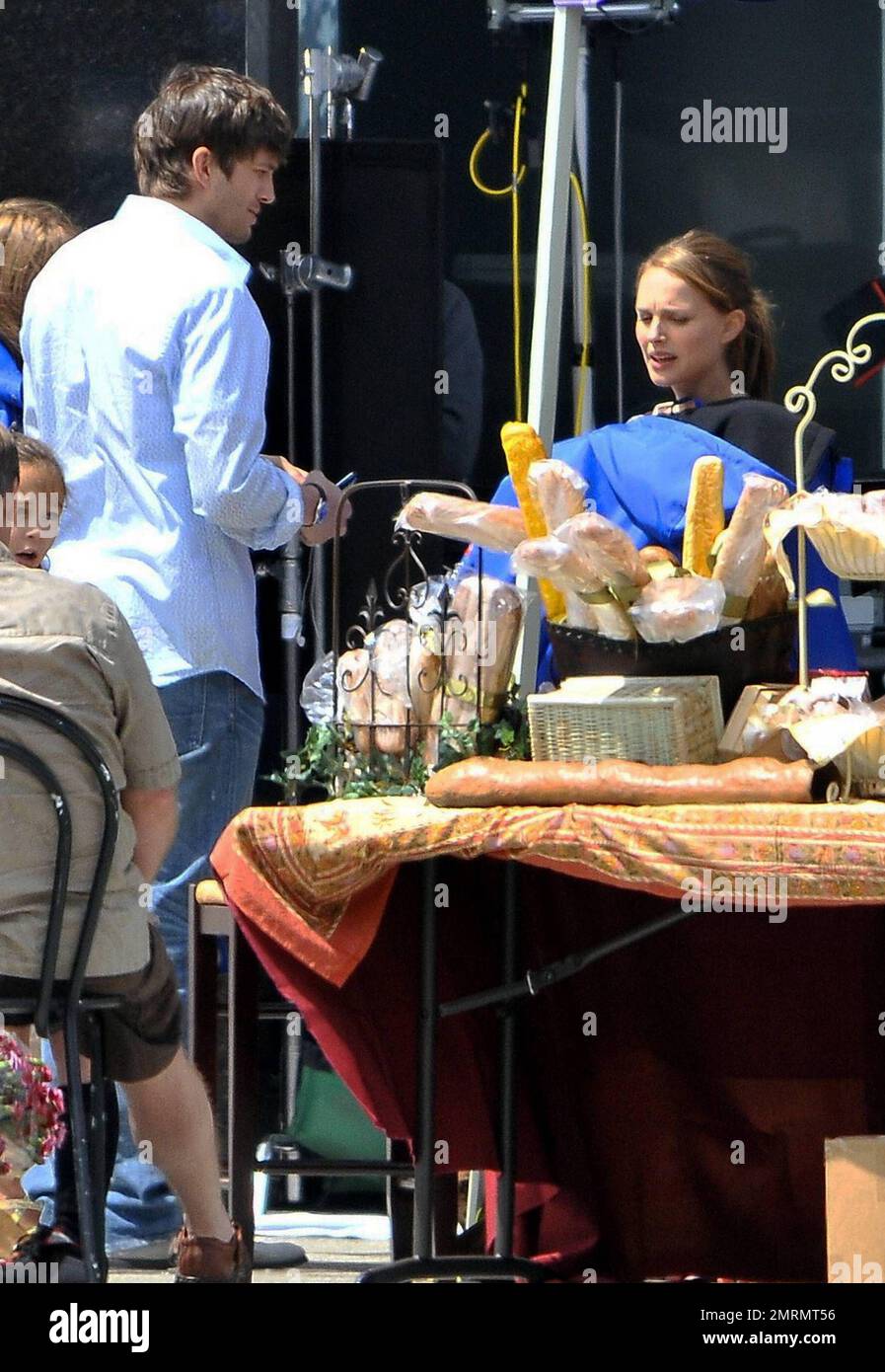 Ashton Kutcher and Natalie Portman film scenes on the set of a new Ivan