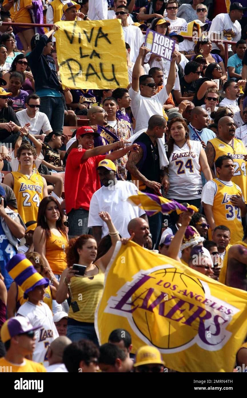 The Los Angeles Lakers celebrate their NBA Championship with a parade across downtown Los