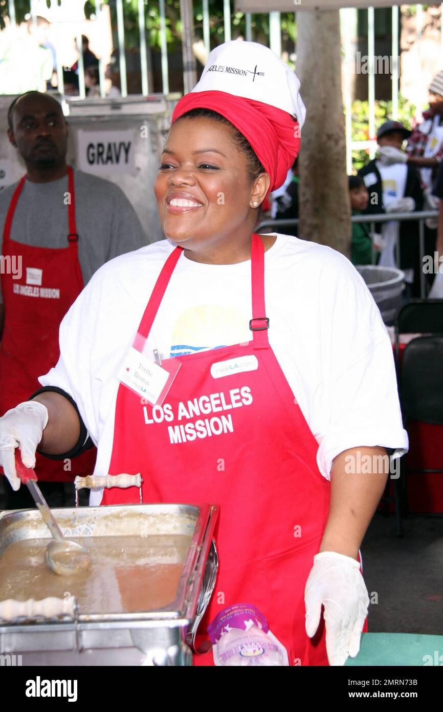 Yvette Brown feeds the homeless at the Los Angeles Mission on Christmas