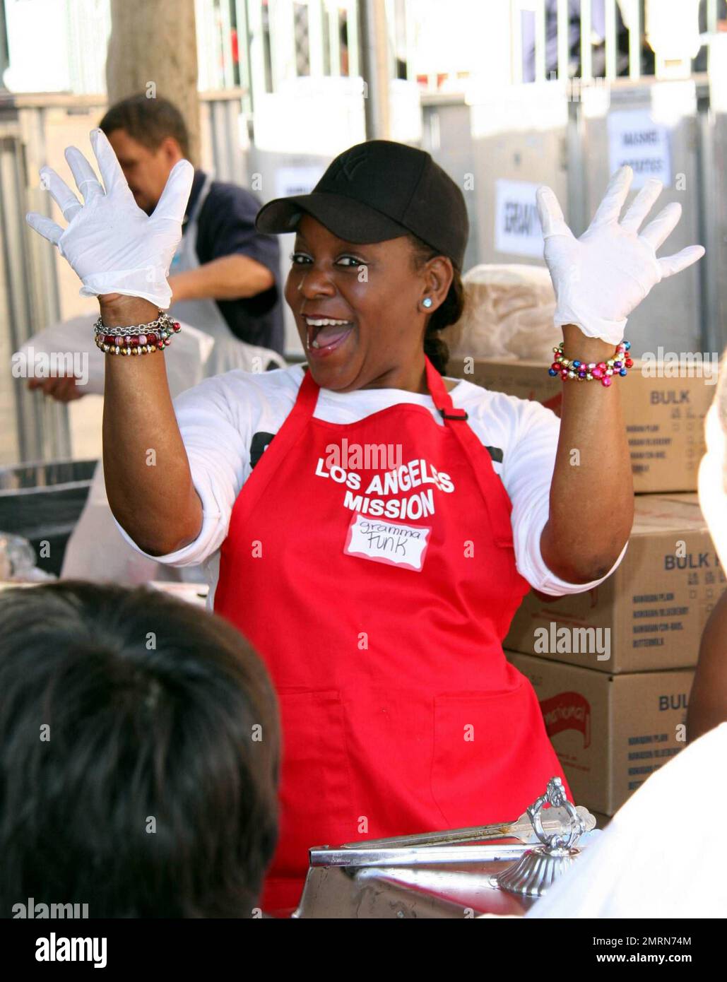 Gramma Funk feeds the homeless at the Los Angeles Mission on Christmas