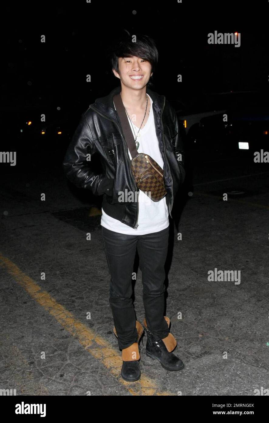 Justin Chon arrives at the Star Magazine Lady Gaga concert at the nightclub Apple in Los Angeles, CA. 3/11/09. Stock Photo