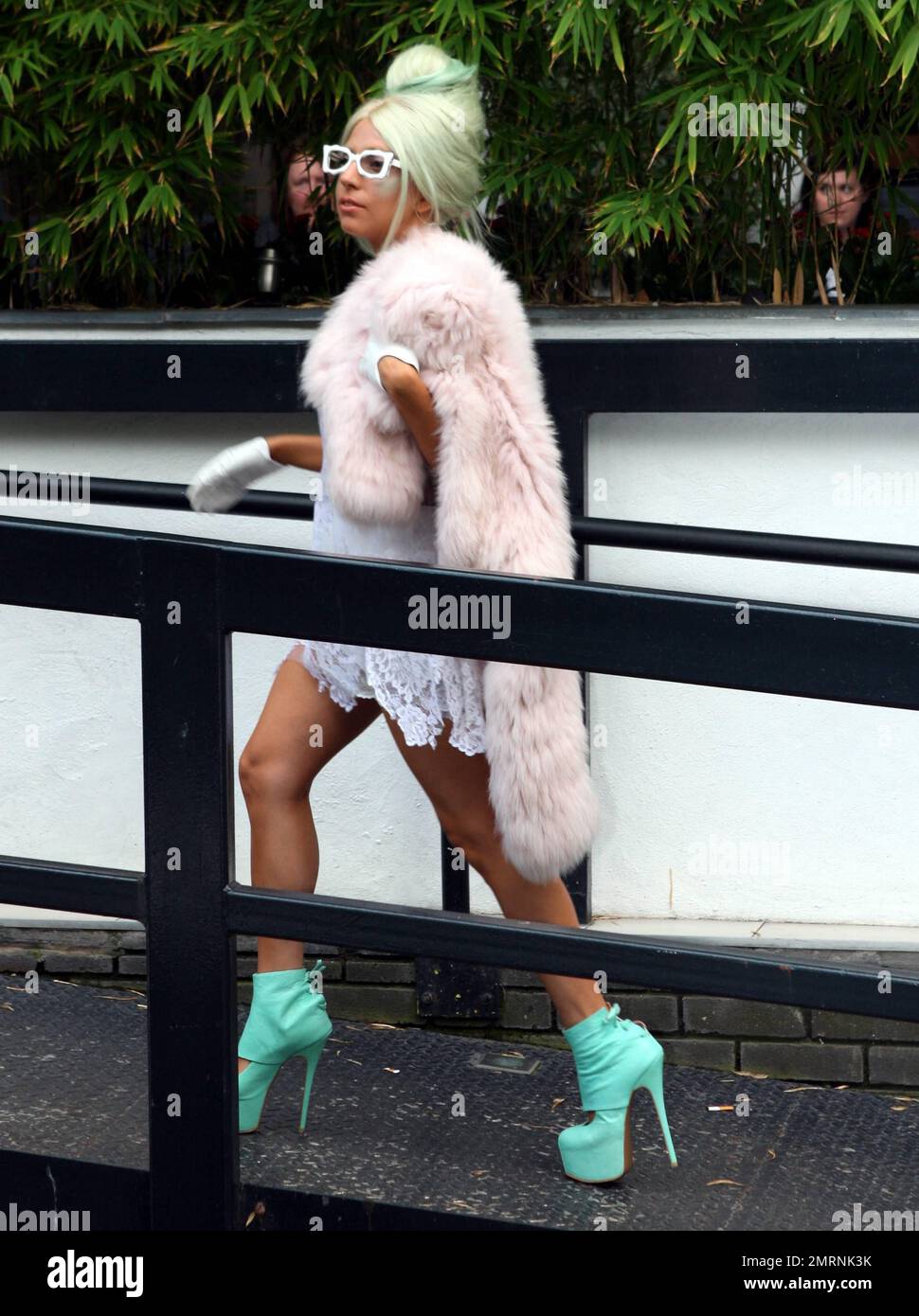 Lady Gaga greets a throng of adoring fans and photographers as she