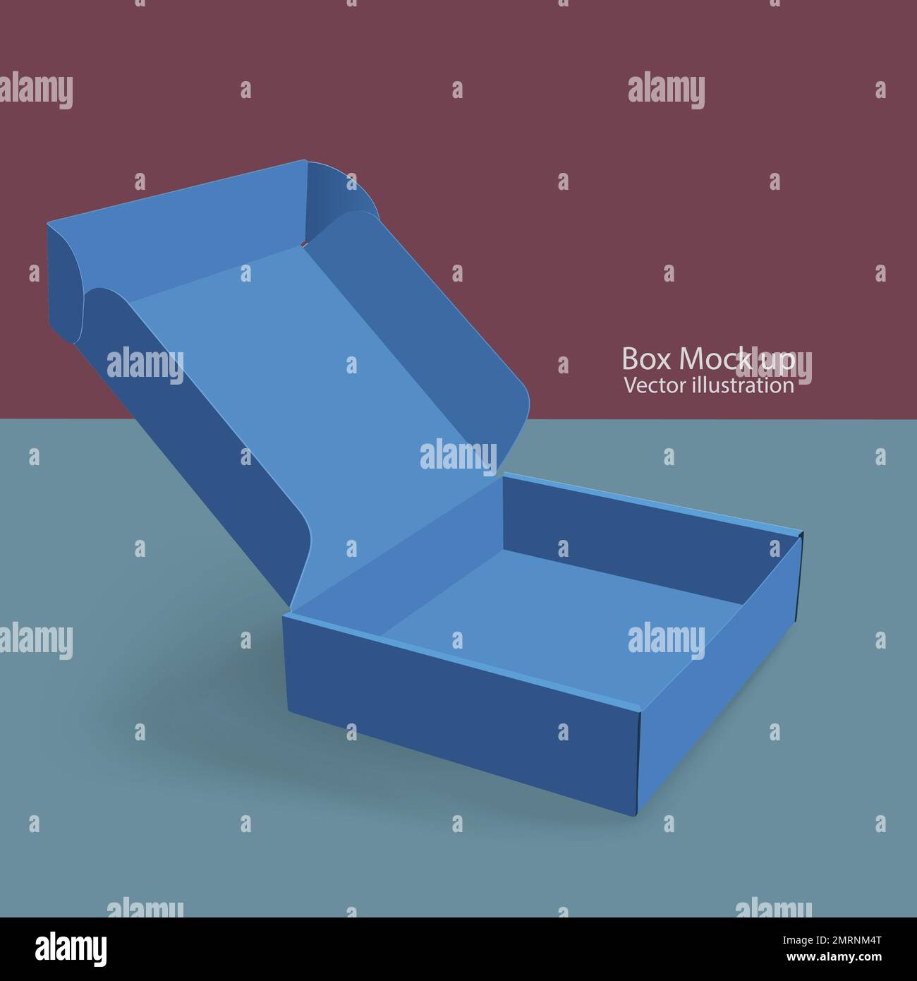 3D box mockup on red background, mockup template -vector illustration Stock Vector