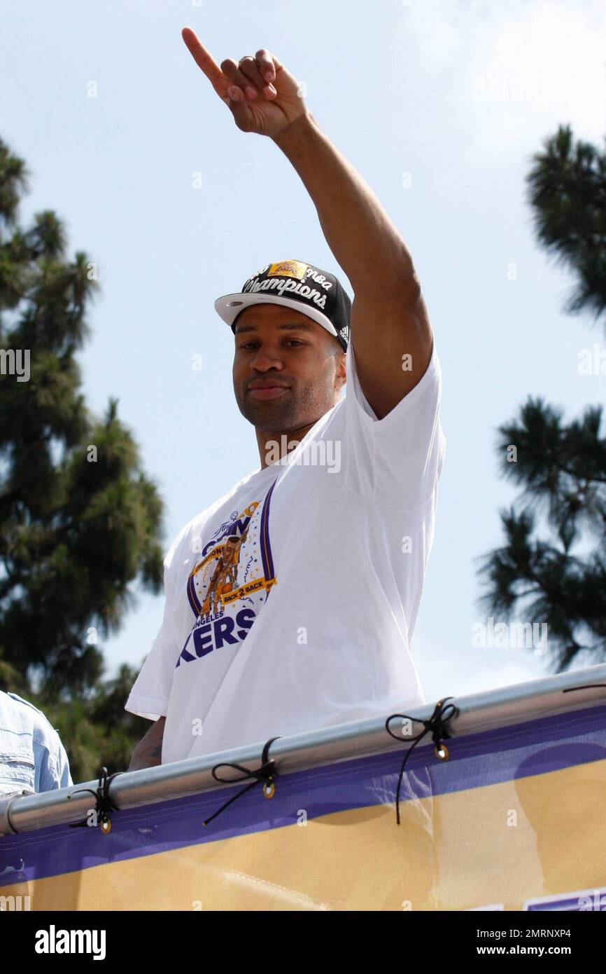 Derek Fisher at the Los Angeles Lakers NBA Championship Parade