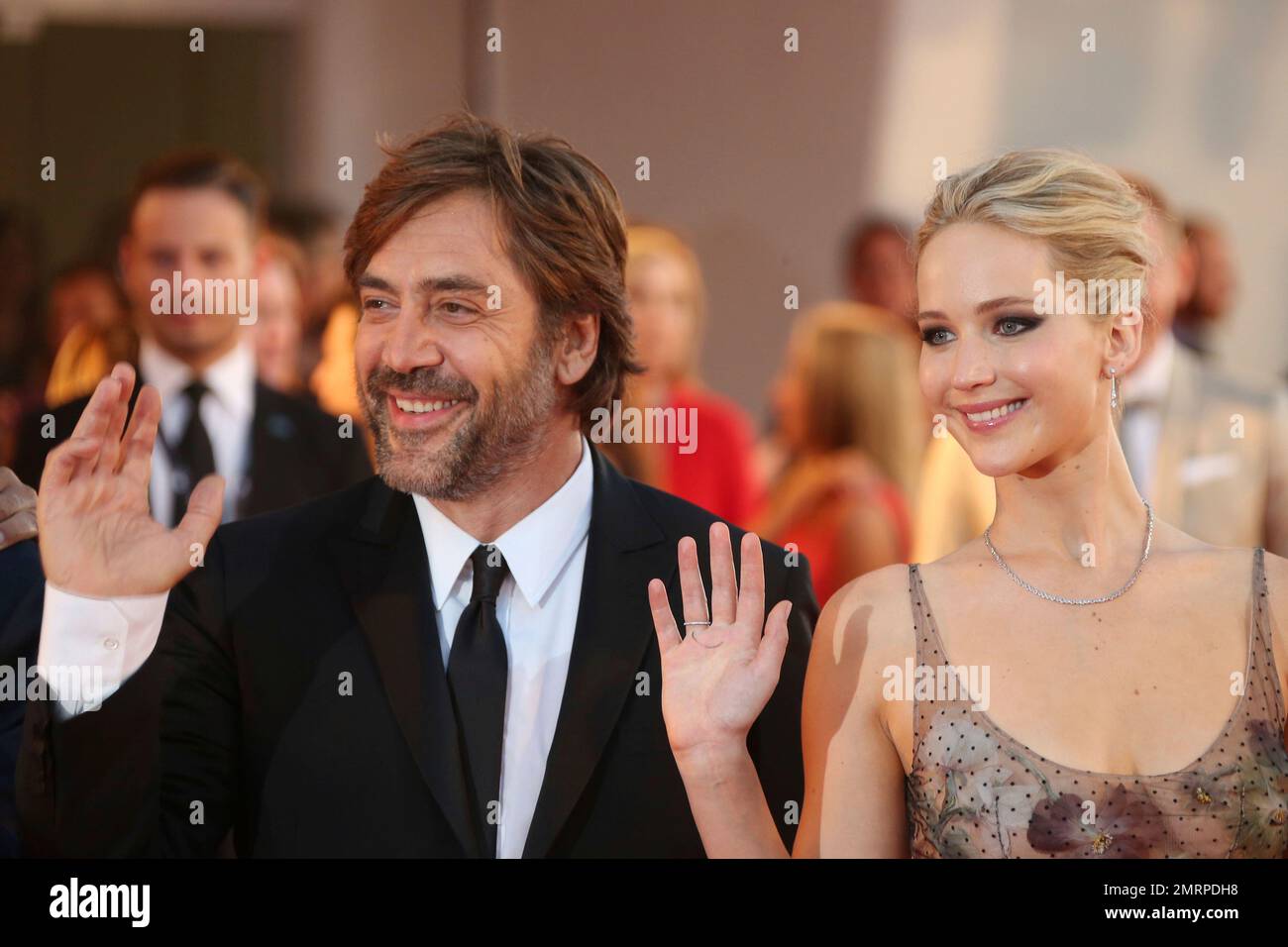 Actors Javier Bardem And Jennifer Lawrence Pose For Photographers At actors-javier-bardem-and-jennifer-lawrence-pose-for-photographers-at