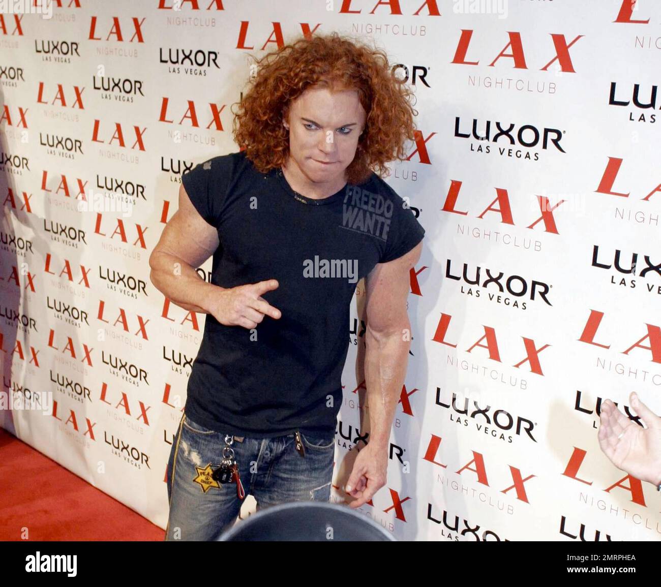 Carrot Top greets the press and fans on the red carpet for the grand  opening of LAX nightclub at the Luxor Hotel and Casino over Labor Day  weekend. Britney Spears hosted the