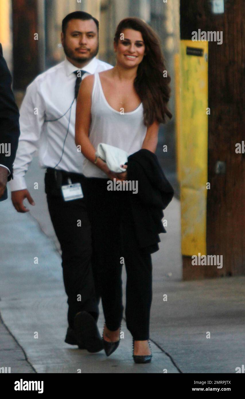 Lea Michele arriving at Jimmy Kimmel Live studio in Hollywood, CA. 21st January, 2015. Stock Photo