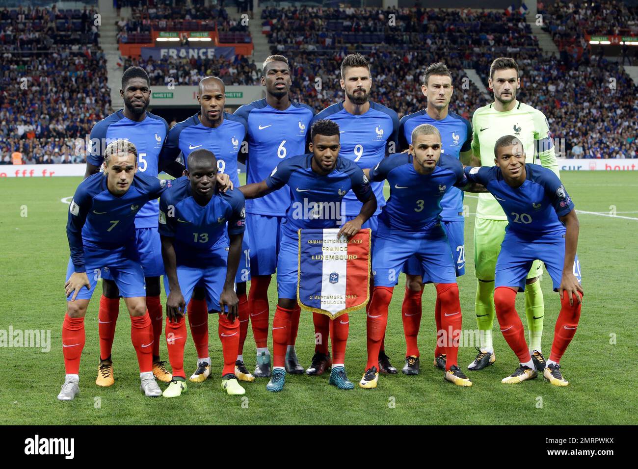 The French national soccer team poses for a group photo prior to the