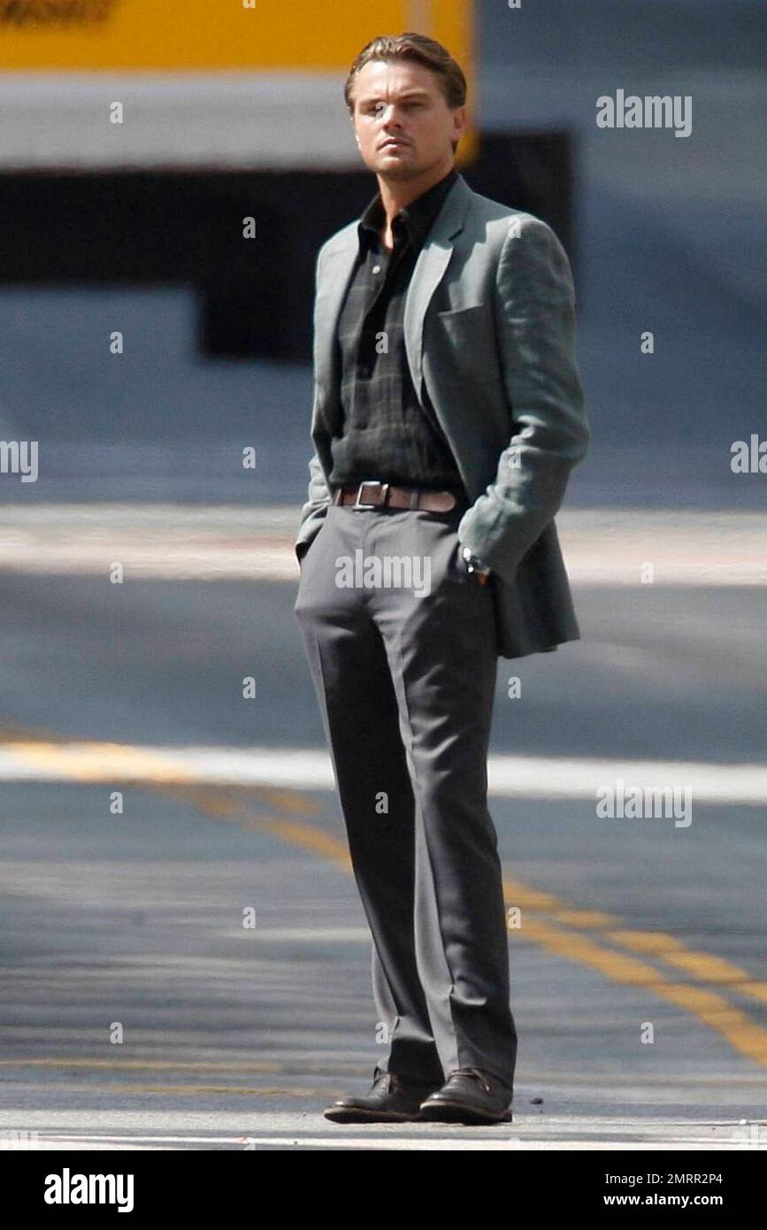 Leonardo DiCaprio films scenes for his new film "Inception" (working title:  Oliver's Arrow) in Los Angeles, CA. 9/12/09 Stock Photo - Alamy