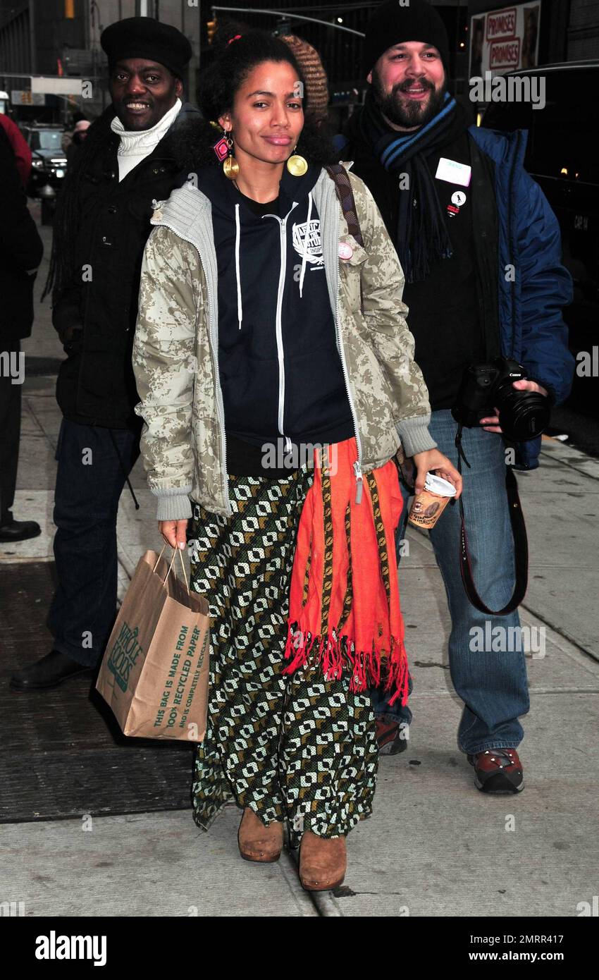 Nneka poses for photos outside the 'Late Show with David Letterman' studios in New York, NY. 2/3/10. Stock Photo