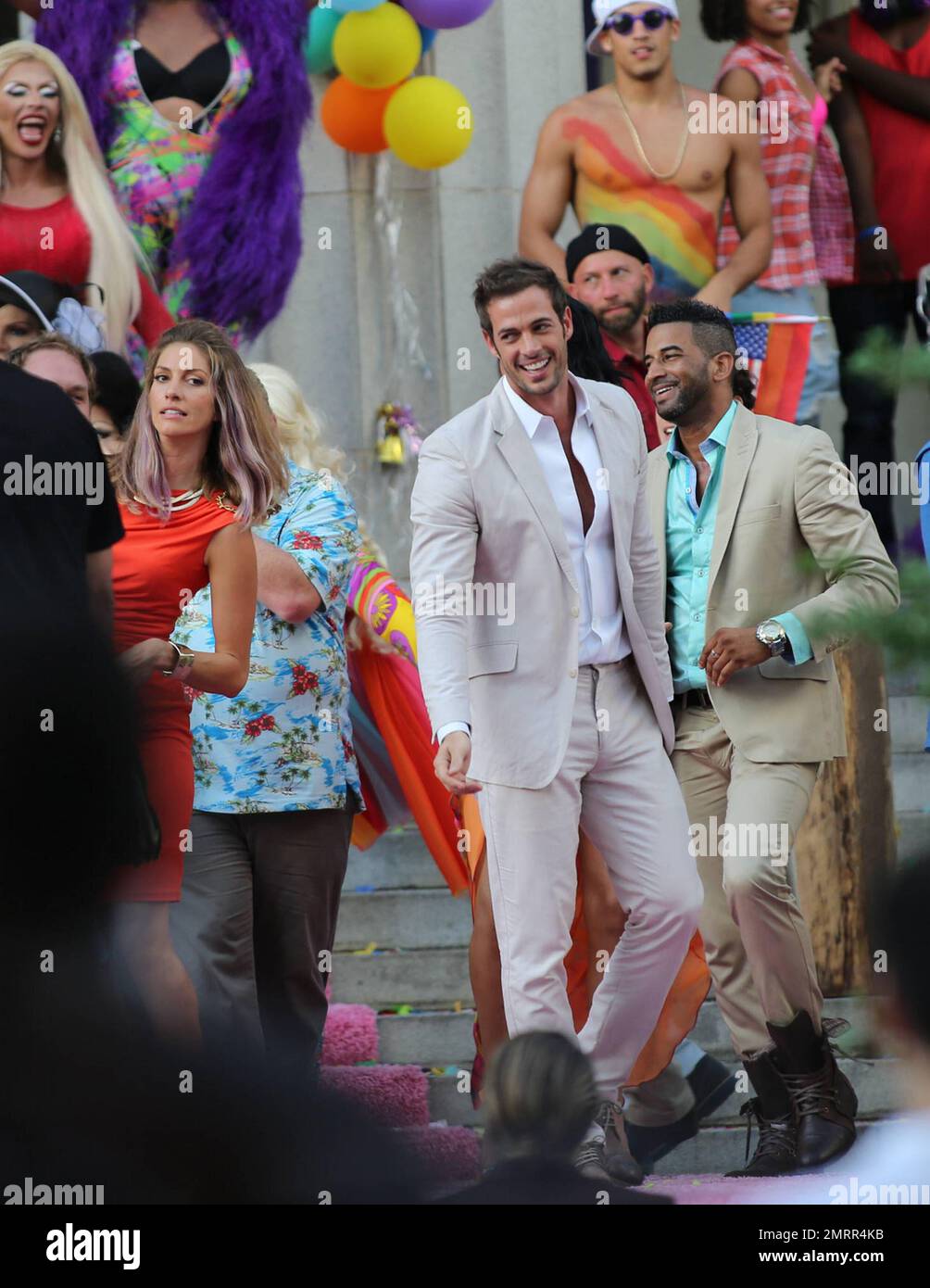 EXCLUSIVE!! William Levy and James Belushi are spotted on set filming  scenes for their upcoming new film, “A Change of Heart.” Miami, FL. June 7,  2014 Stock Photo - Alamy